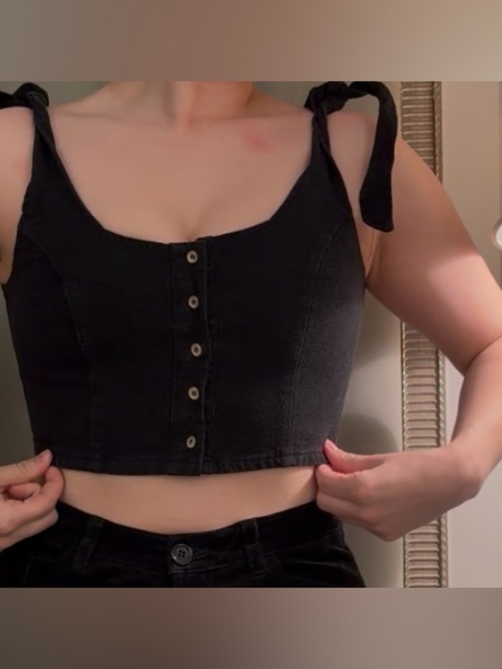 Pacsun Black Tie-Shoulder Crop Tank Top